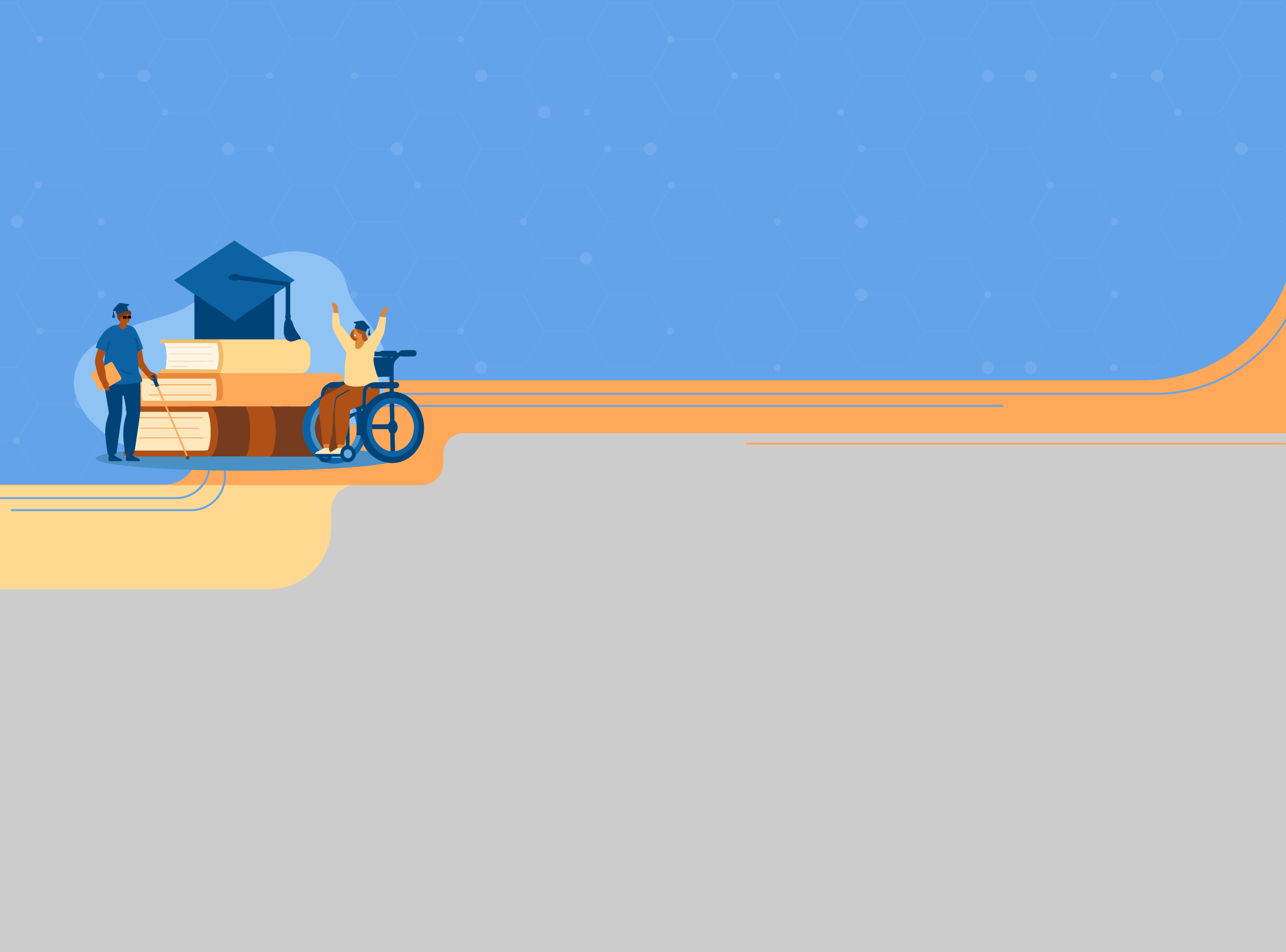 Imagem meramente ilustrativa, de formato retangular, com fundo cinza e cabeçalho azul. No topo, ilustrações relativas ao tema. Fim da descrição.